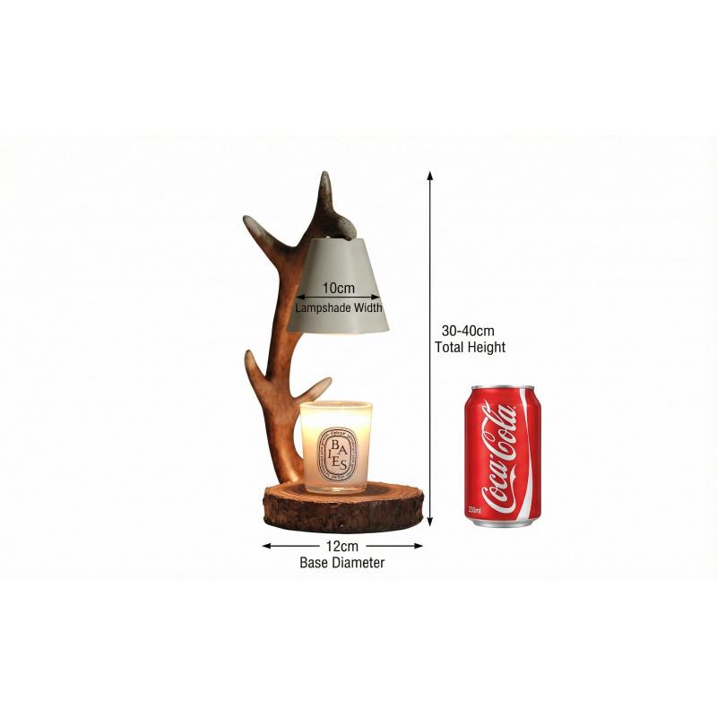 Minimalist Antler Wax Melt Warmer Lamp Solid Wood Resin Low Temp Safe Home Decor Aromatherapy for Bedroom Living Room Bathroom Gift Set