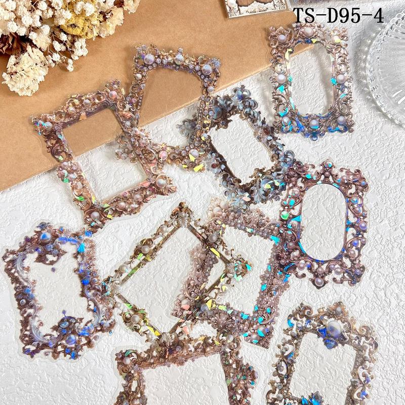 Vintage Photo Frame Design Sticker, 10 Sheets/pack Scrapbooking Decorative Sticker, DIY Decorative Sticker for Scrapbooking & Journal Making, Christmas Gift, Crafts