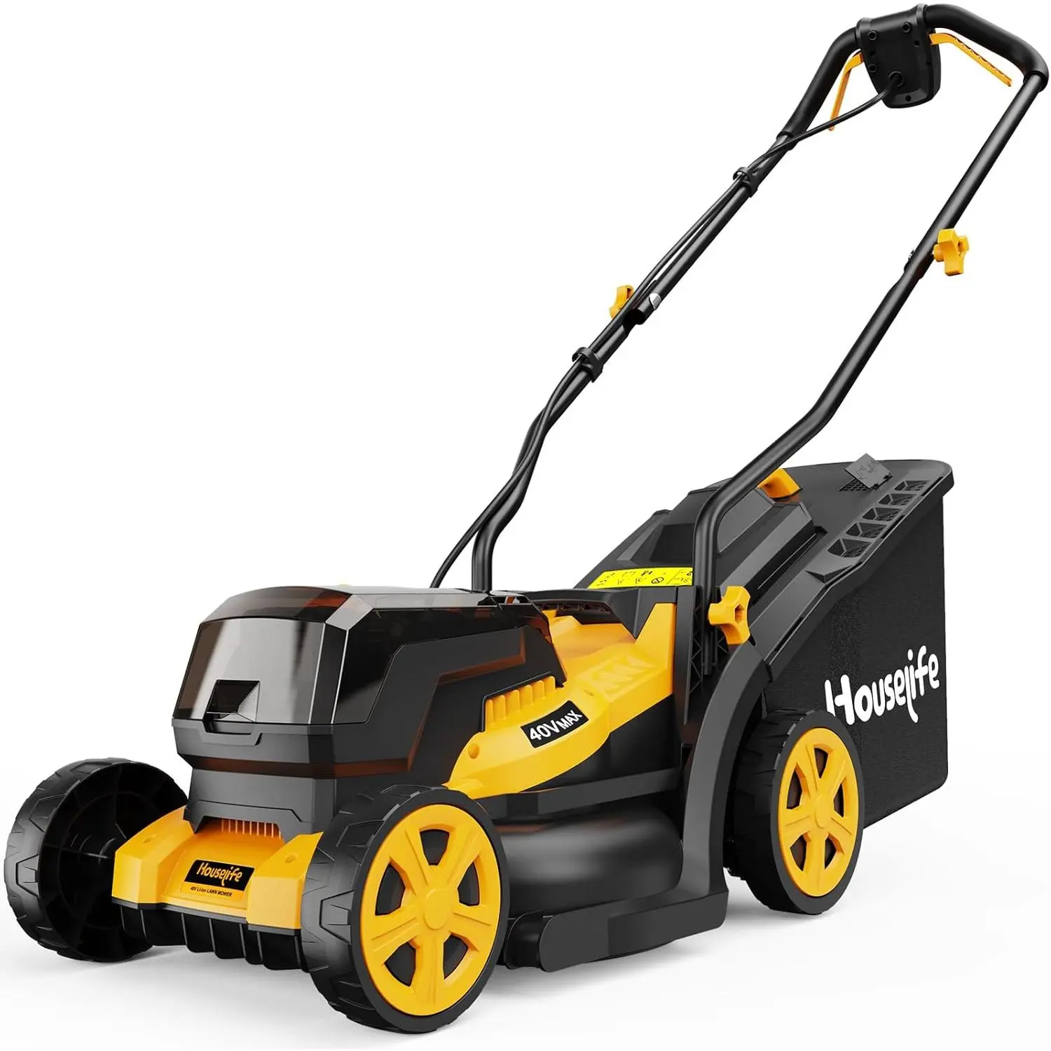 40V Cordless Lawnmower, 14-Inch Electric Lawn Mower with 35L Grass Bag, 6-Position Height Adjustment, Foldable Design, Ideal for Gardens & Patios, Tool Only