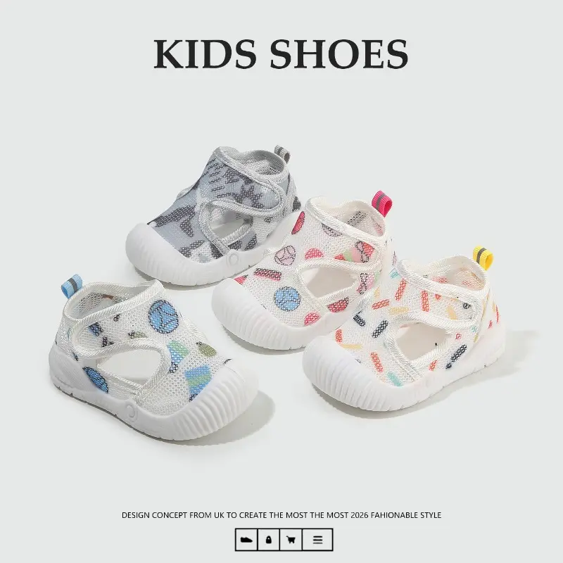 New Toddler Shoes Summer Single Mesh Breathable Boys and Girls Soft Sole Non-slip Infant Sandals Baby Shoes Functional Shoes