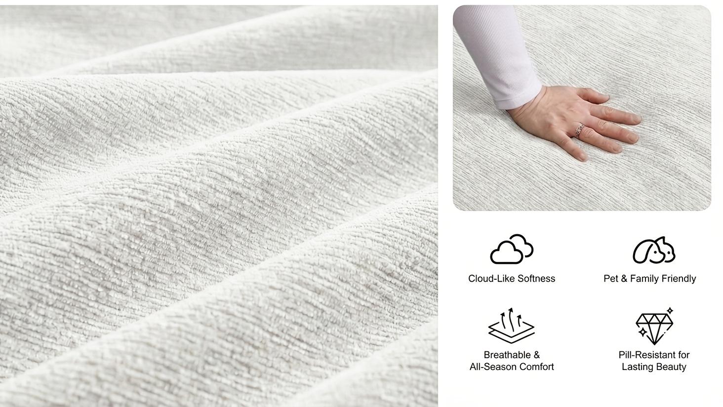 [1/2 Packages]Cloud Sofa: Freely Combinable Modular L-shaped Sofa with No-frame Compression Design. Includes Ottoman. Made of Skin-friendly Chenille Fabric. Features Armrests and Can Be Converted into a Sofa Bed. No Assembly Required