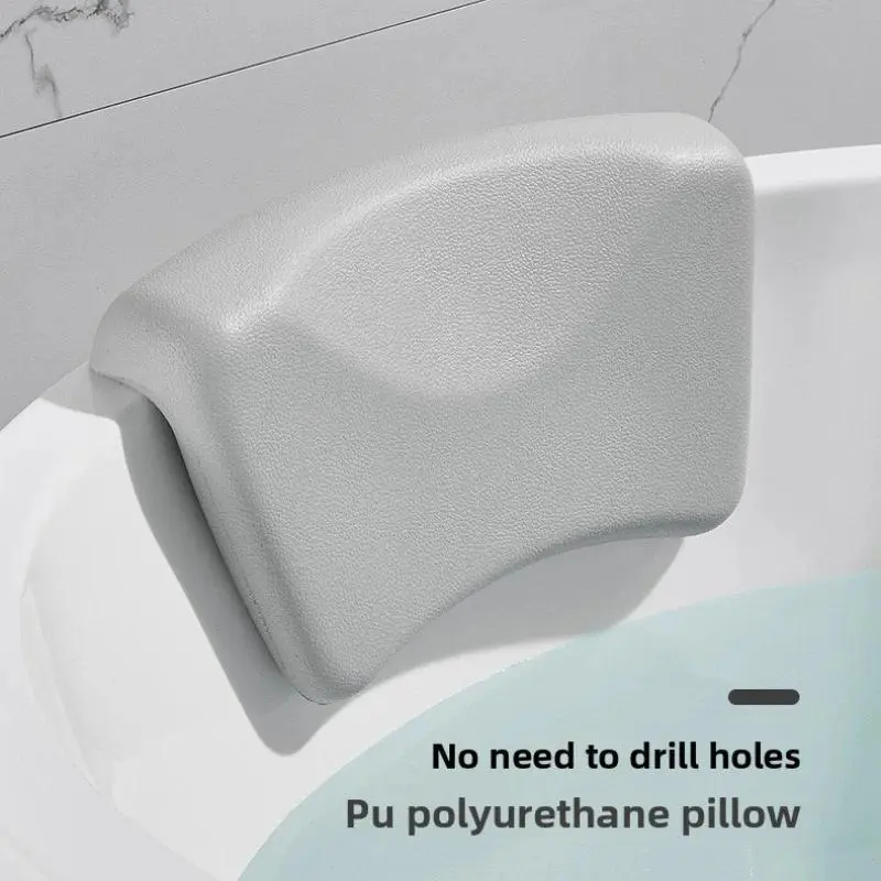 Adjustable All-Seasons Cotton Bath Pillow - Waterproof Tub Headrest Cushion with Suction Cups, Sticky Hook Nail-Free Bathroom Accessory, Modern Spa Neck Rest for Daily Use
