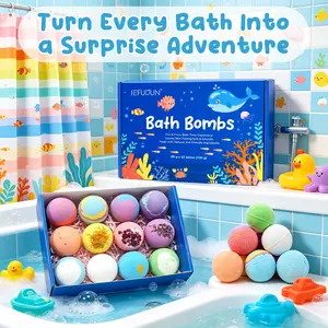 SEFUDUN Magic Splash Bath Bombs - 12 pieces. Home SPA Bath Salt Balls. Fun foaming bath experience that makes the skin feel soft and smooth. Each bath ball contains a surprise toy.