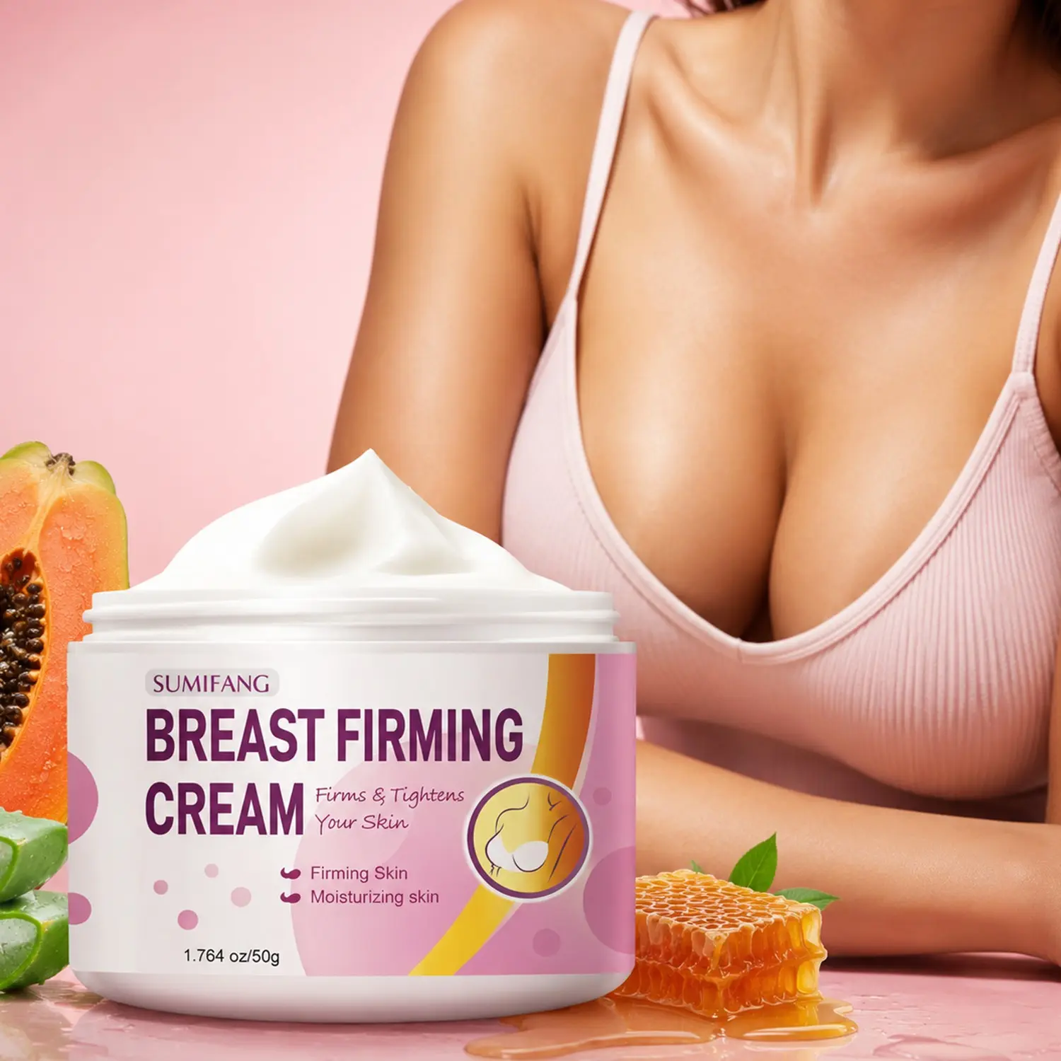 Breast Care Cream, Deep Hydration + Firming Formula, No Formaldehyde, Non-Greasy, Unscented, Improves Skin Texture, Suitable for All Skin Types