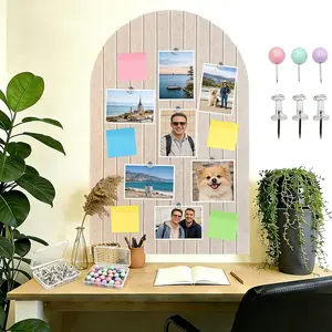 Cork Board Alternative for Walls, 36" x 24" Large Felt Bulletin Board Tiles with Arch Design, Office Cork Board with PushPins Adhesive Tabs, Cute Corkboard Pin Board for Pictures - Beige