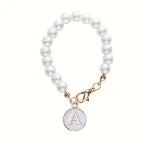 [Letter Charm Keychain] Pearl Chain Accessories, Letter Charm for Cup | Initial Charms for Handle, Water Bottle, Tumbler, Name ID Decorations