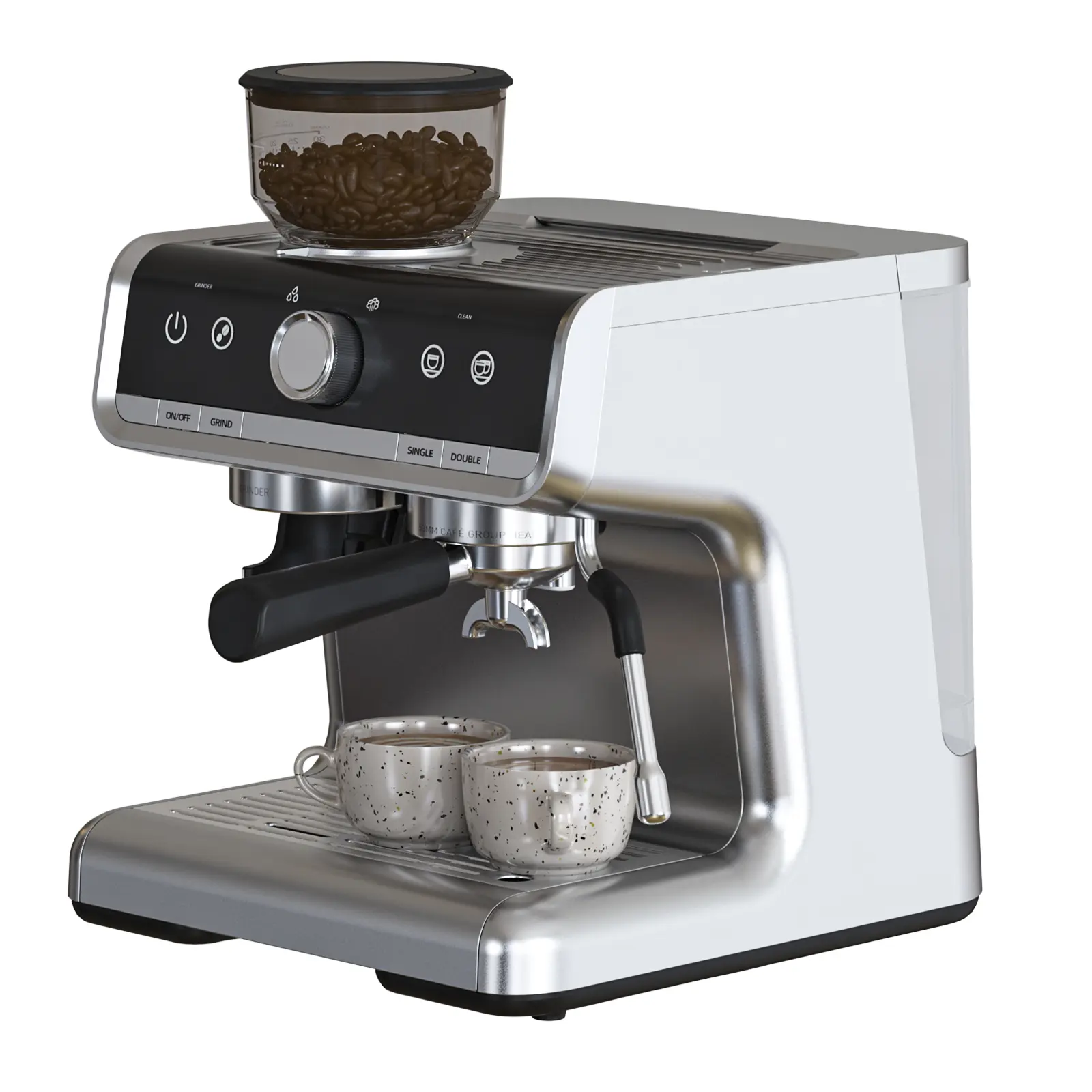 20 Bar Espresso Machine with Built-In Grinder, 95 oz Water Tank, 1450W, 120V, Interstellar Grey and Silver