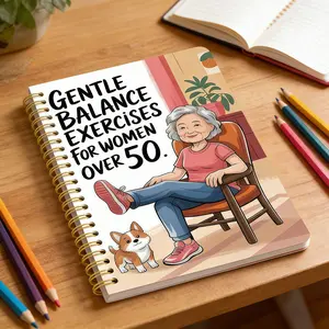 Chair Yoga Themed Twin-Wire Spiral Planner for Seniors, Daily Seated Yoga Practice Tracker Notebook, Coil Bound Exercise Record Journal for Elderly Beginners