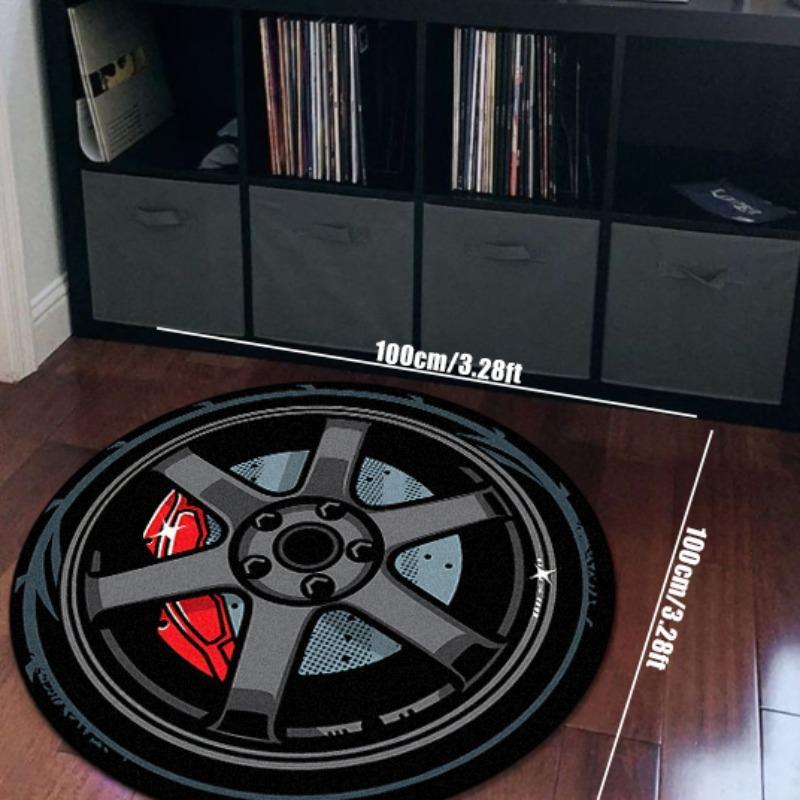 Creative Wheel Design Round Floor Mat, Non-slip Soft Floor Carpet, Decorative Area Rug for Home Living Room Bedroom, Vanity Decor Accessories, Home Decor Rugs