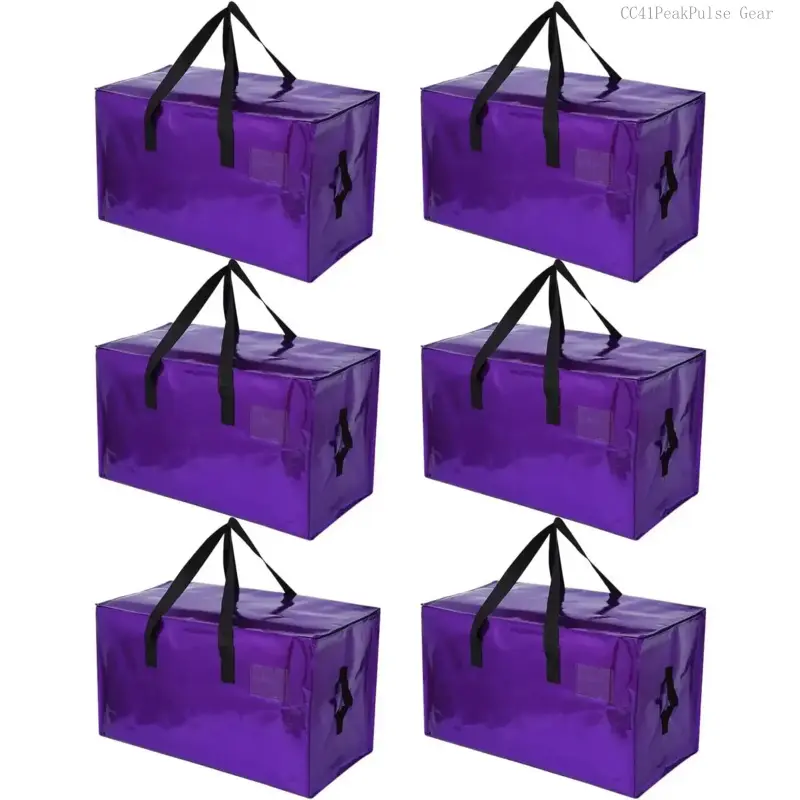 6 Pack Moving Bags Heavy Duty, Extra Large Moving Bags, Moving Supplies, Storage Bags with Handles and Zippers, Waterproof Totes for Storage Space Saving Packaging Shipping andCC41PeakPulse Gear