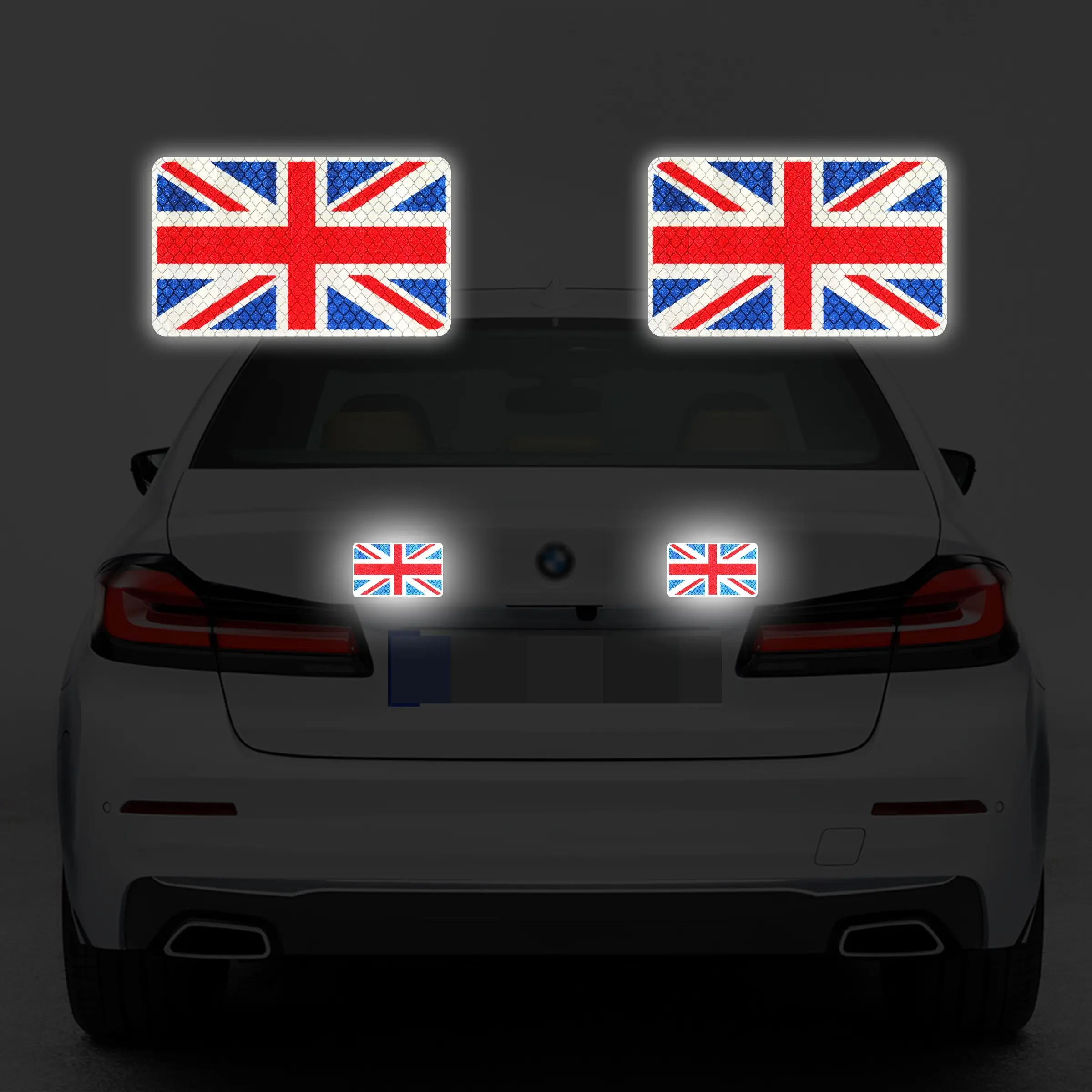 Reflective Uk Flag Car Stickers, High Visibility Safety Decals, Waterproof PVC, Self-Adhesive, for Plastic Glass Metal, Night Visibility Boost, Stickers For Cars