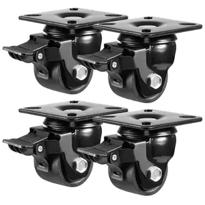 2-inch Plate Sivel Caster heels Set of 4 Heavy uty, Loa Capacity 2200ls, Lo Gravity Center lack Extra ith Caster ith rake, urale & Quiet & Stury Nylon heels for Inustrial