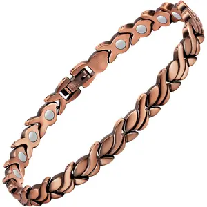 Women 99.99 Pure Copper Magnetic Bracelet Powerful Effective Neodymium Magnets Adjustable Link Wellness Jewelry Gift Comes with Size Adjust Tool