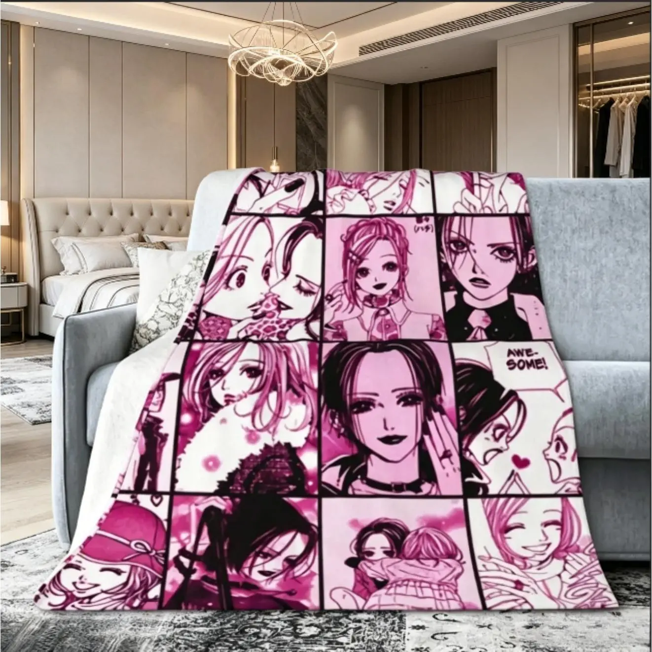 Nana Anime Flannel Throw Blanket for Kids & Adults, Soft Plush Air Conditioning Blanket, Cozy Travel Blanket for Bedroom Living Room Sofa Office, Lightweight All Season Bedding, Family Gift for Father's Day, Thanksgiving, Valentine's Day, Birthday,
