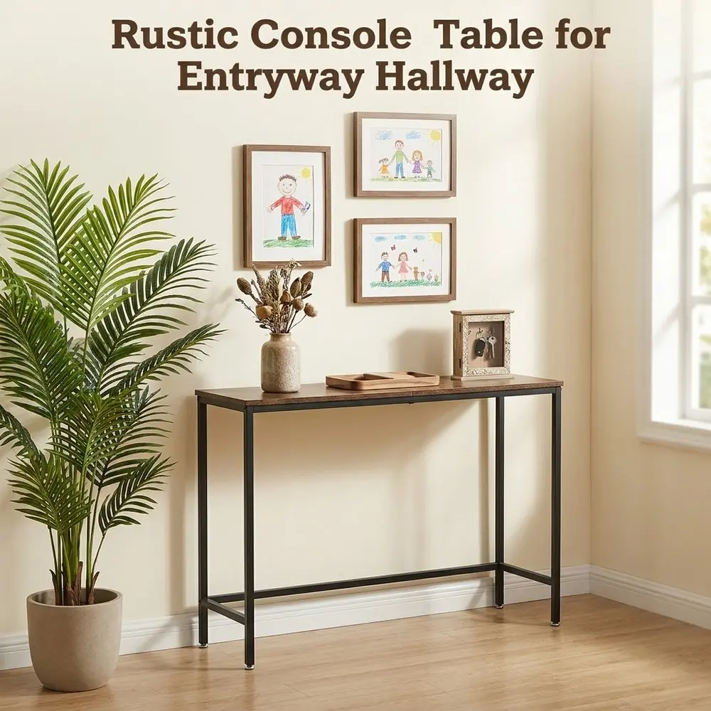 Modern Narrow Sofa Table for Living Room and Entryway, Slim Console Table for Hallway, Foyer or Window Side, Decorative Accent Table with Open Bottom Space for Baskets, Plants, Frames and Everyday Organization