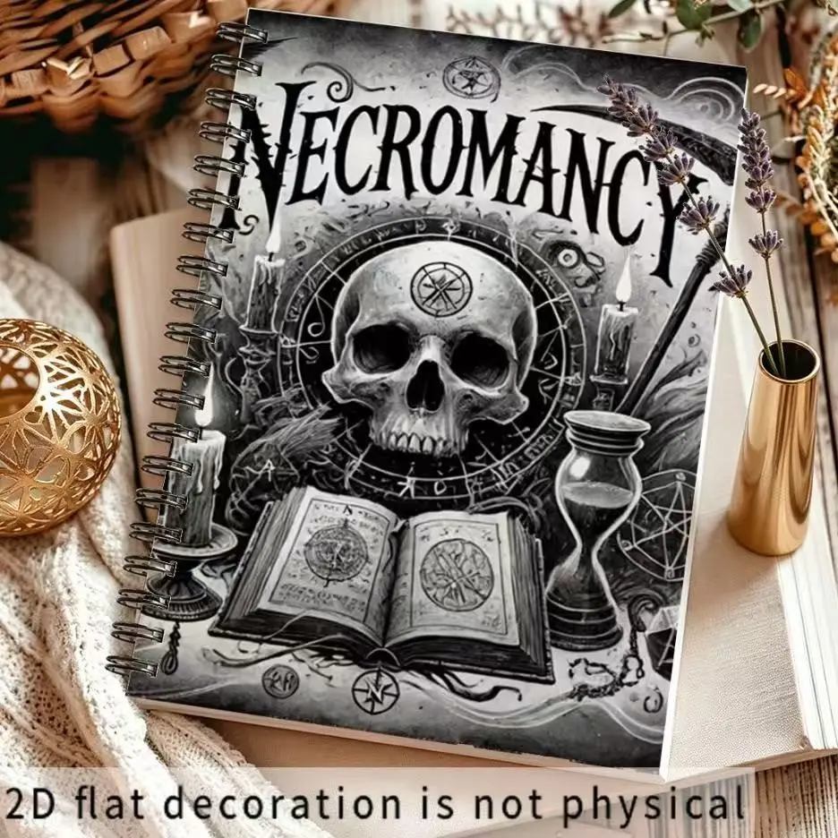 Dark Necromancy Magic Theme Coil Notebook, Aesthetic Notebook, Daily Writing Journal, Gothic Style, Mystical Witchcraft Stationery, Creative Gift for Enthusiasts