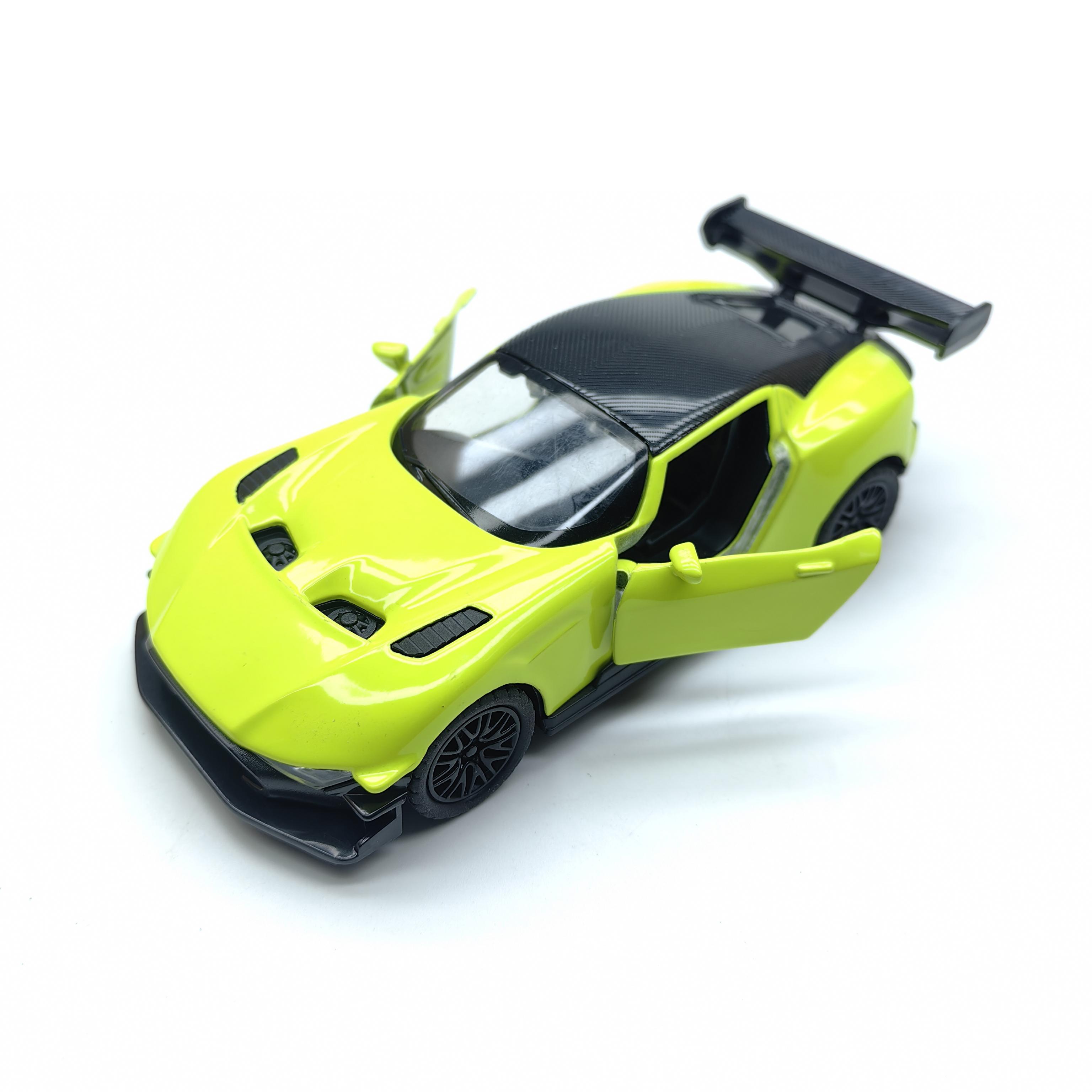 Alloy Miniature Racing Car Model, a Toy Car for Boys. Made of metal, with two openable doors, pull-back function. It can be used