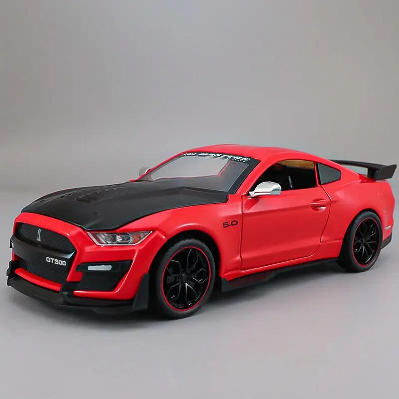 1:24 Mustang GT500 Alloy Sports Car Model Die-cast Metal Racing Car Model Sound and Light Children's Toy Gift