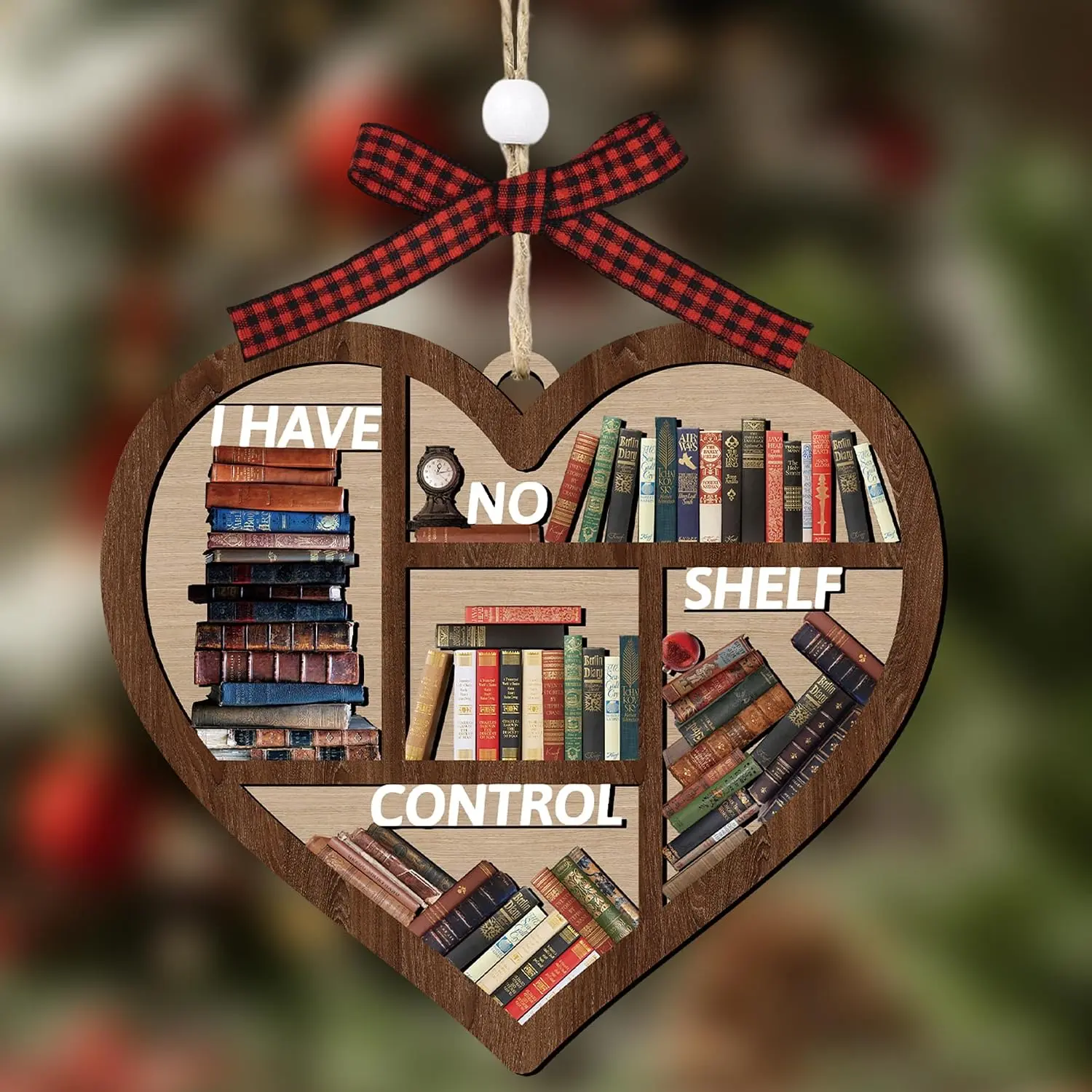 Book Christmas Ornament, Book Lover Gifts for Women, Books Club Ornaments for Christmas Tree, I Have No Shelf Control Ornament