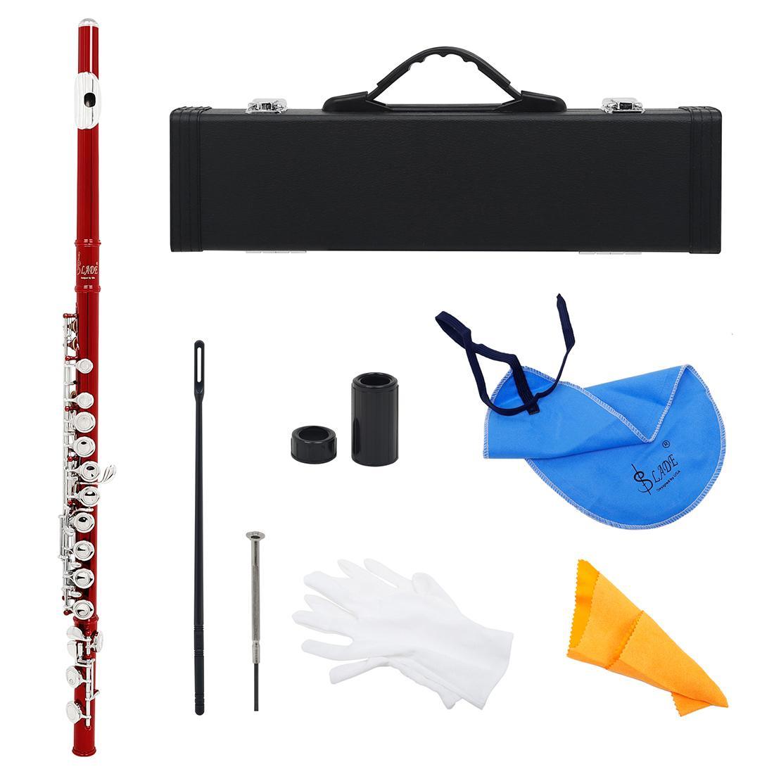 16 Hole Flute, C Key Flute with Accessories, Musical Instrument for Beginners, Woodwind Instrument for Home School Office