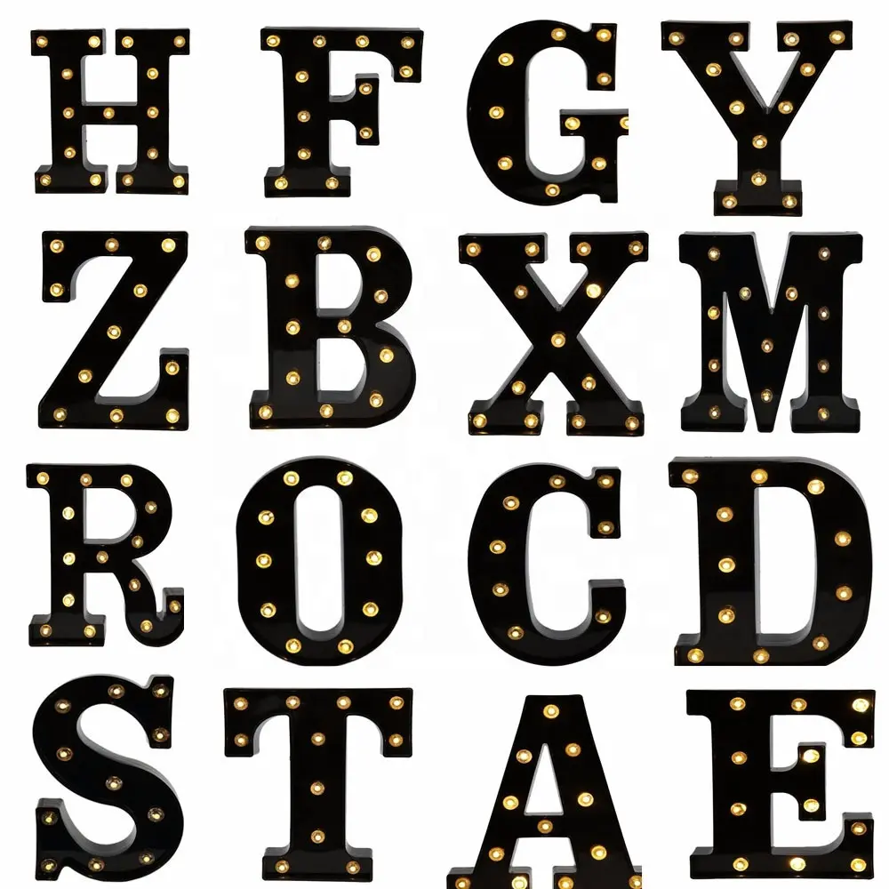 Colorful 22cm 26 Black English Alphabet Home Decor Party Marquee Light Letter Mini Wedding love Decoration