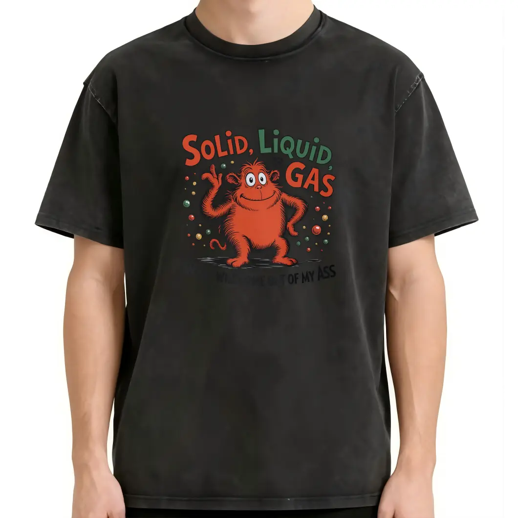 Gildan "Solid Liquid Gas" Funny Science T-Shirt, Comfortable Unisex Graphic Print Tee for Everyday Style, Breathable, Fabric, Fit, Nerdy, Students, Soft, Round Neck, Menswear, Funny Shirts, Humor Graphic Tee