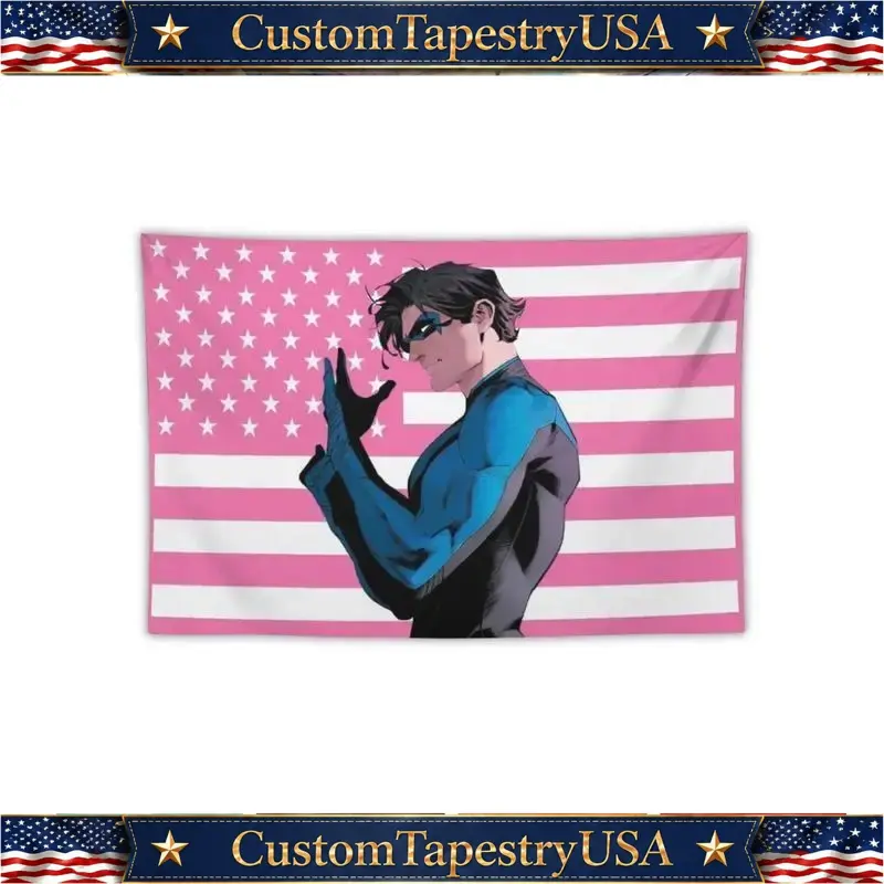 Nightwing Pink American Flag Tapestry, Funny American Flag, Dorm Room Wall Hanging Home Decor Supplies Decoration