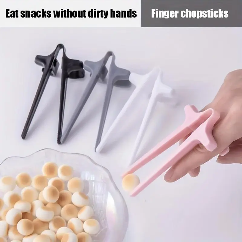 2/6pcs Reusable Finger Chopsticks - Kitchen Cutlery & Tableware Gadget, Free-Hands Tool for Home Snack Clips, Potato Chips Finger Tongs