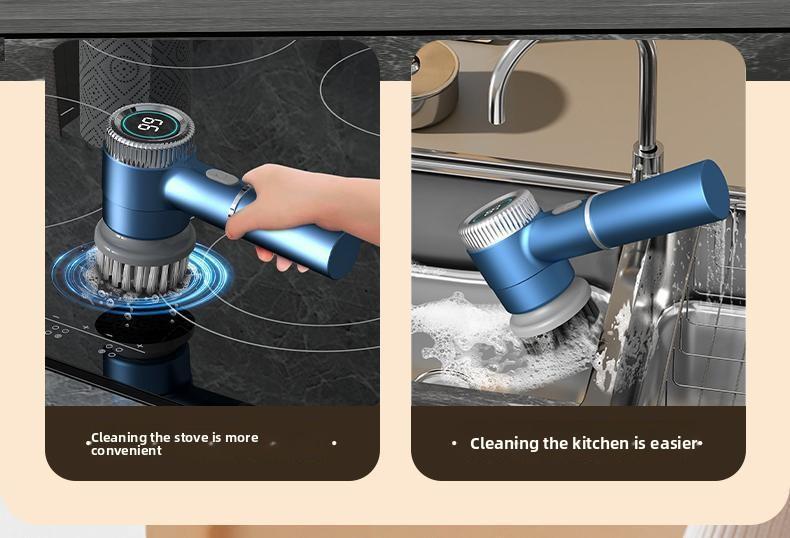 Multi - Function Kitchen Electric Cleaning Brush Wireless Automatic Scrubber for Dishes Pots and Pans Rechargeable Household Cleaning Tool