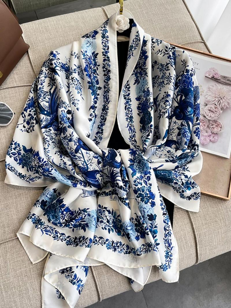 Women's Floral Print Scarf, Fashionable Soft Lightweight Shawl for All Seasons, Casual Versatile Scarf for Women & Girls for Beach & Travel