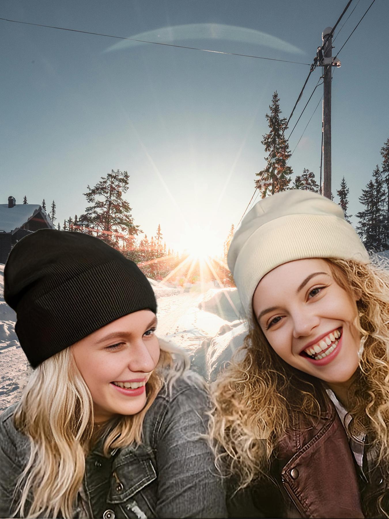 Solid Color Beanie Hat, Casual Soft Comfortable Beanie Hat for Fall & Winter, Fashion Accessories for Both Men & Women, Fitted Hat, Knitted Hat, Beanies