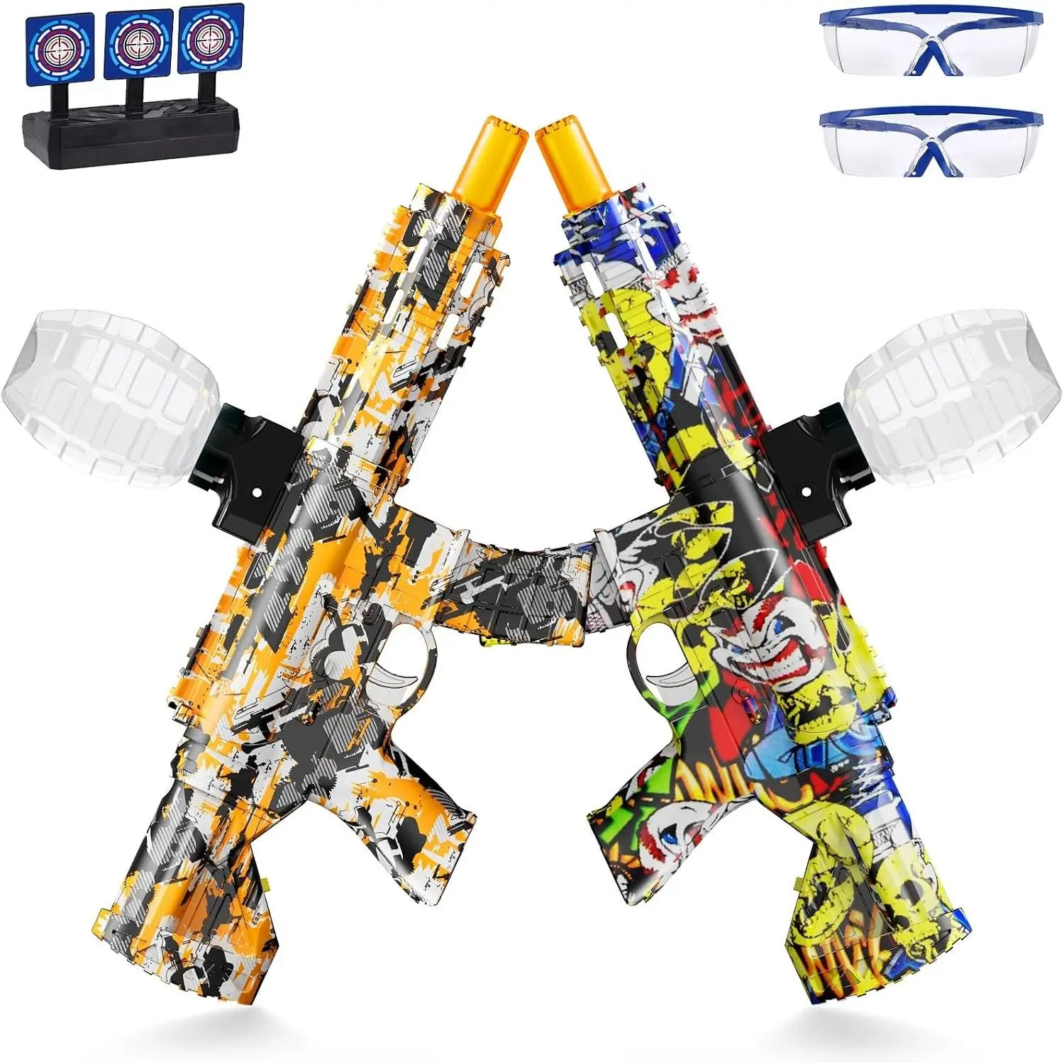 2 Set Electric Splatter Blaster Toy, Outdoor Team Games, Christmas, Halloween, Birthday, New Year Gift for Ages 14+ (Orange+Yellow)Gift