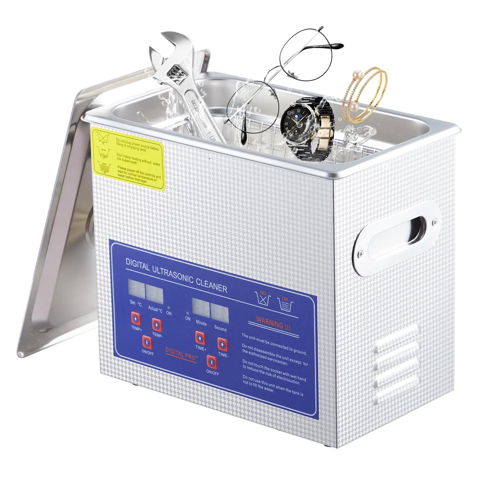 GARVEE Commercial Ultrasonic Cleaner, 3.2L Professional Ultrasonic Cleaner, 40kHz with Digital Timer&Heater, 120w Excellent Cleaning Machine for Watch Eyeglasses Rings