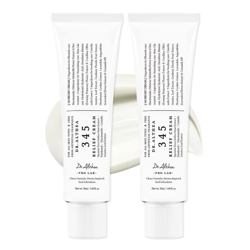 Dr.Althea 345 Relief Cream |   Moisturizer for Soothing Recovery and Blemish Care with PDRN & Niacinamide |   Korean Vegan Skin Care for All Skin Types, 1.69 Fl Oz (Ver.2 - Pack of 2) Essential Hydration