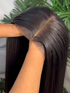 HD Transparent Bone Straight Lace Frontal Wigs Pre Cut Brazilian 5x5 Lace Closure Glueless Wear and Go Human Hair Wigs for Women