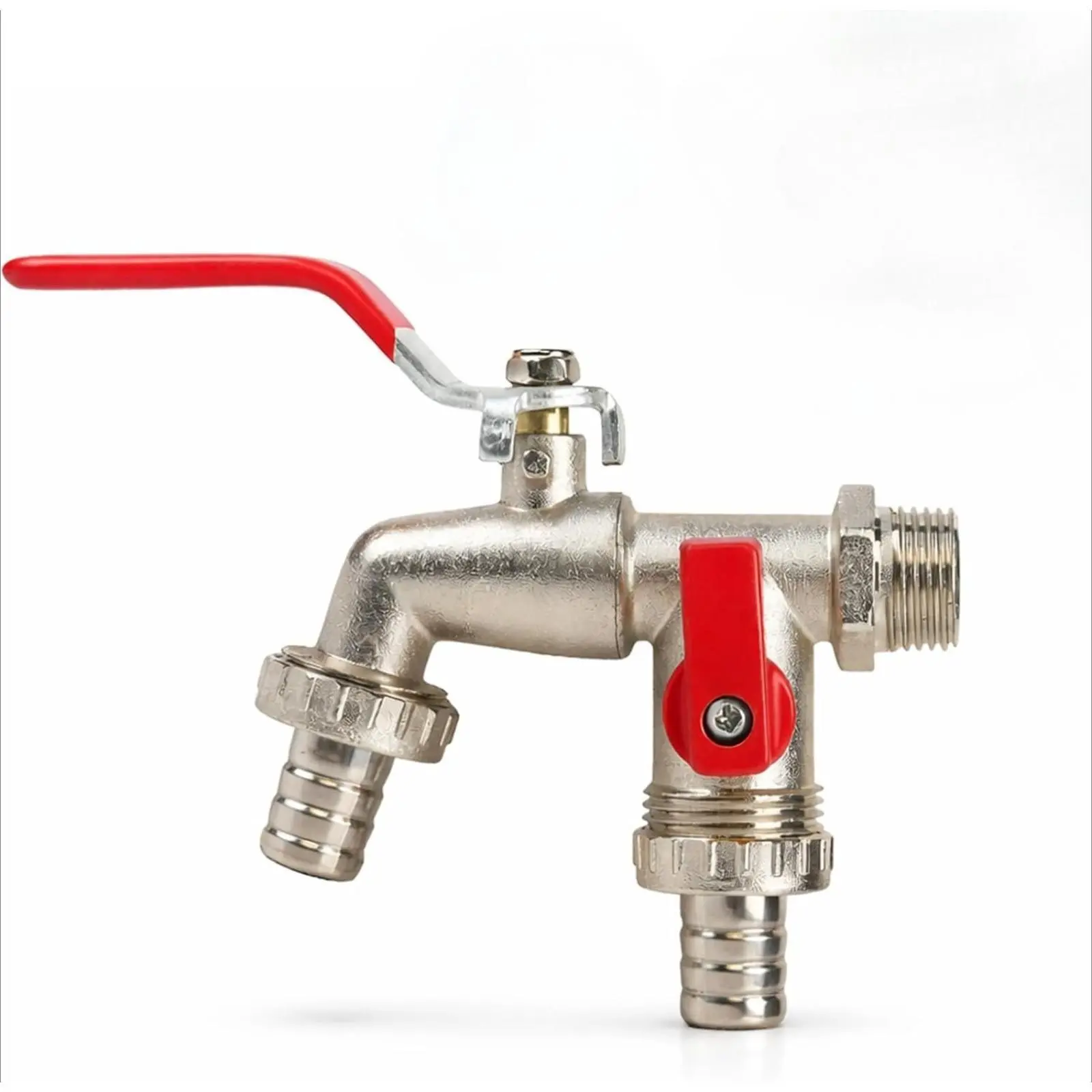 Stainless Steel Garden Hose Faucet, Double Outlet Garden Water Faucet, Universal Threaded Outdoor Faucet, Compatible with Sprayer & Hose Sprayer, Water Hose Nozzle, Durable Garden Hose Connector, Watering
