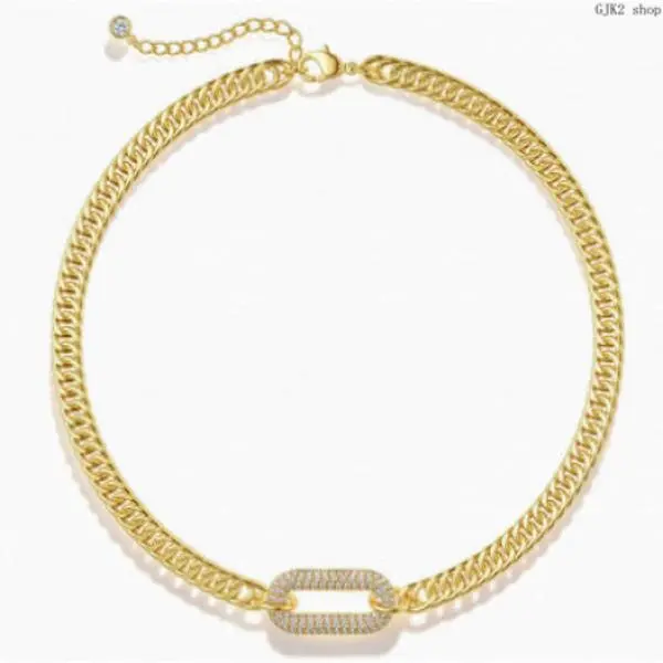Dainty Two-Tone Metal Necklace Single Pack, Smooth Paperclip Chain & Sparkly Crystal Cuban Link Necklaces
