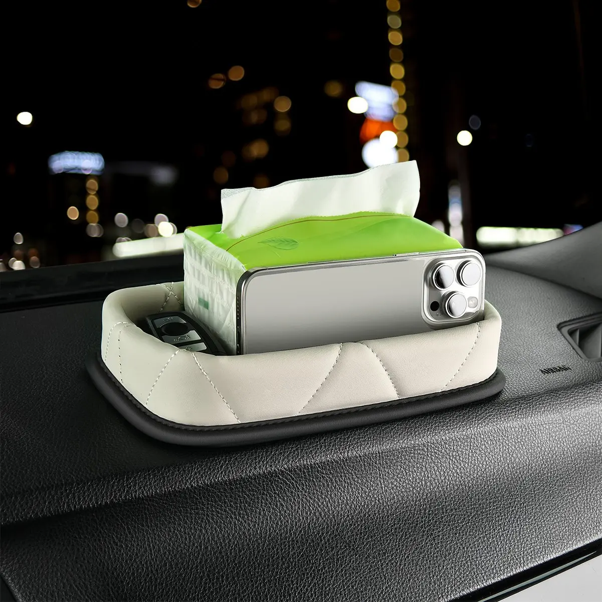 Luxury Car Dashboard Storage Box, Vehicle Center Console Organizer Tray, Interior Storage Decorative Item