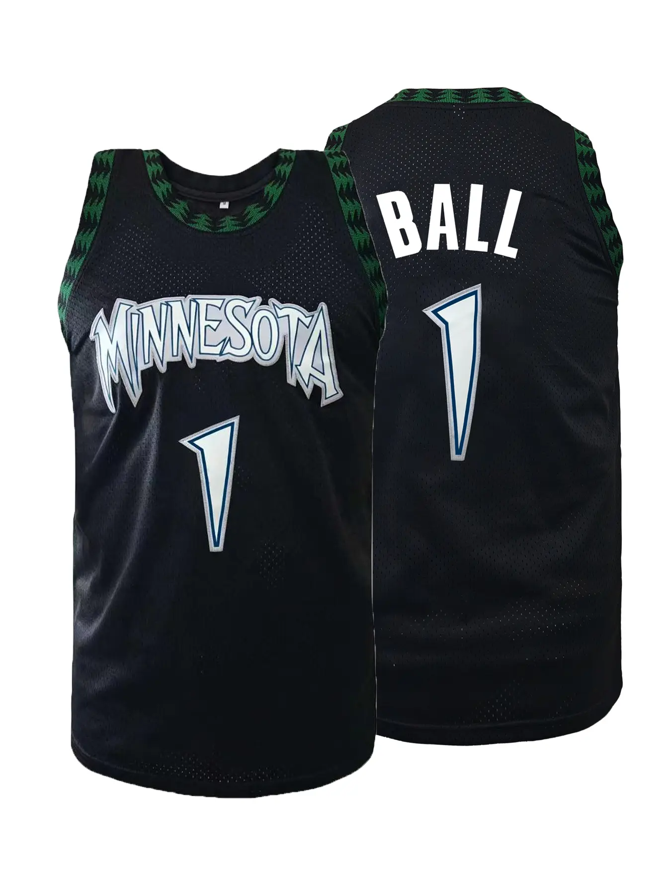 Black Minnesota Style #1 Stitched Basketball Jersey | 90s Retro Mesh Athletic Top | Trendy Casual Basketball Fan Shirt