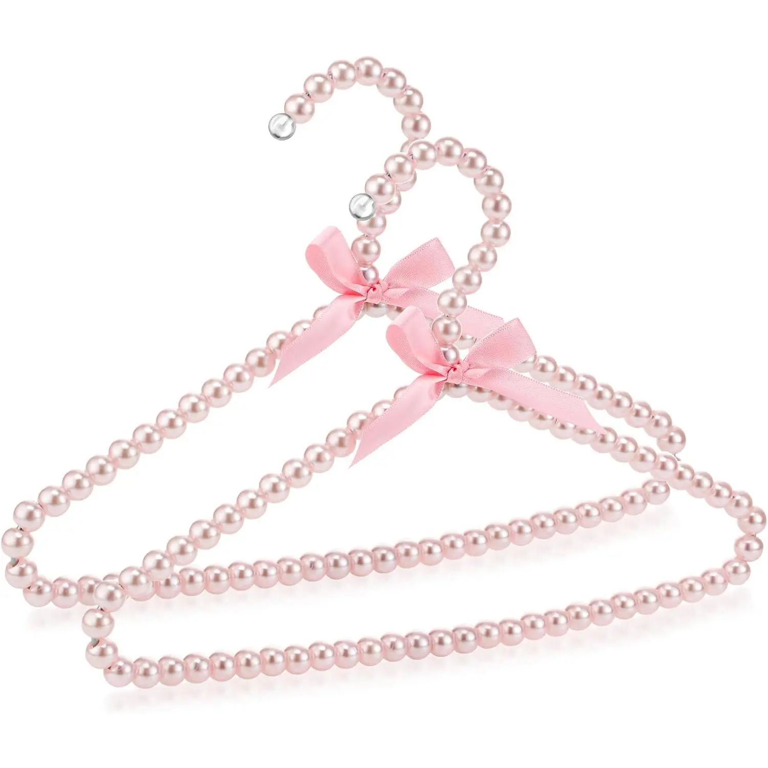 2 count  Beaded Clothes Hanger Mini  Beads Small Metal Clothes Hangers with Ribbon Standard for