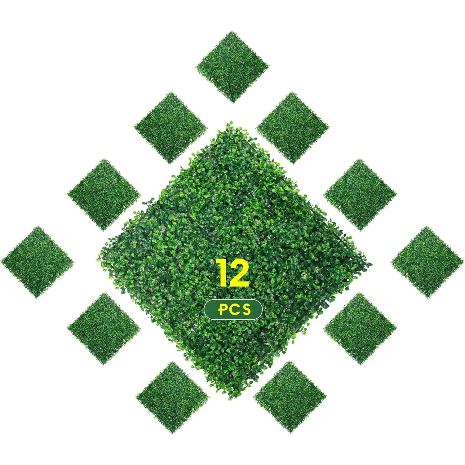 12 count 20"x 20" Artificial Boxwood Panels Topiary Hedge  | Boxwood Panels  Hedge Screen UV Protected Suitable for Outdoor, Indoor, Garden, Fence, Backyard & Wall Greenery Decor