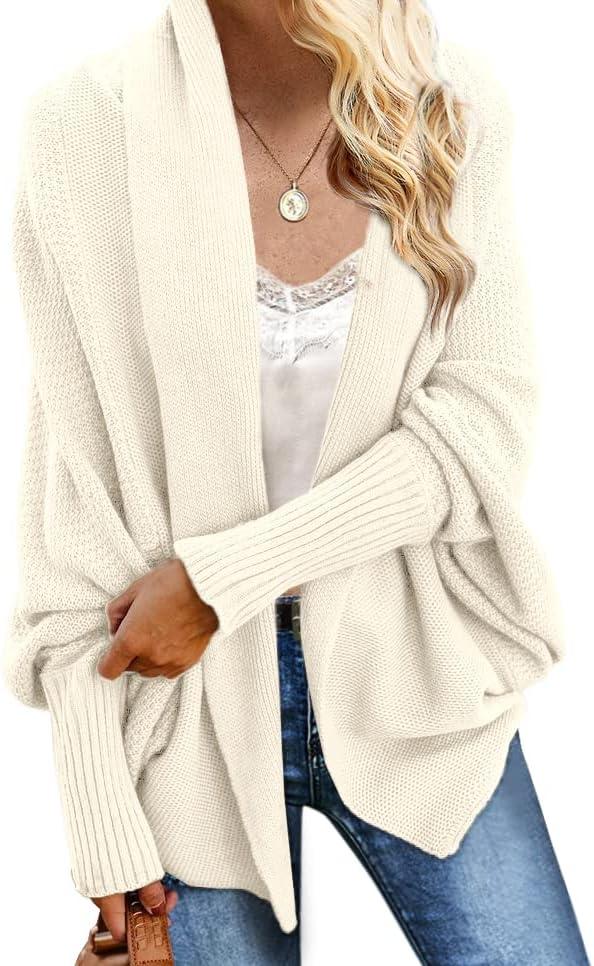 Women's Kimono Batwing Cable Knitted Slouchy Oversized Wrap Cardigan Sweater