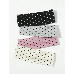 4-Pack Women's Nylon Headbands, Polka Dot Sports Hair Accessories for Thick Hair, Gym-Friendly Workout Hairbands, 1-Size Fits All, Comfortable Hair Accessories for Yoga, Running, Fitness, School & Teen Girl Gifts