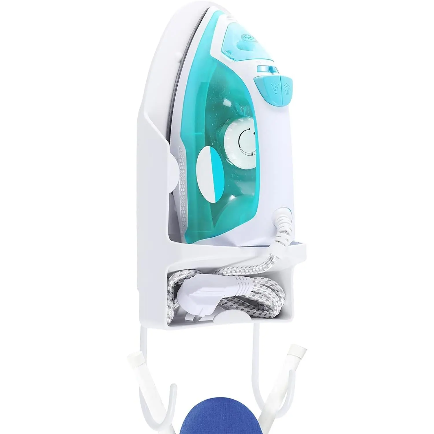 Ironing Board Hanger Wall Mount, Iron Hanger with Ironing Board Rack, Heat Resistant Iron Holder for Max 5 Inch Width (White)