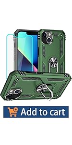 for iPhone 13 Case, Case iPhone 13 with HD Screen Protector, Military Grade Protective Cases with Ring for iPhone 13 (Red)