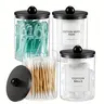 4pcs Bathroom Cotton Swab Dispenser, 10oz Transparent Bottle Holder for Cotton Pads & Balls, Makeup Organizer Container Storage Bottles Multipurpose Storage, Clear Storage Containers