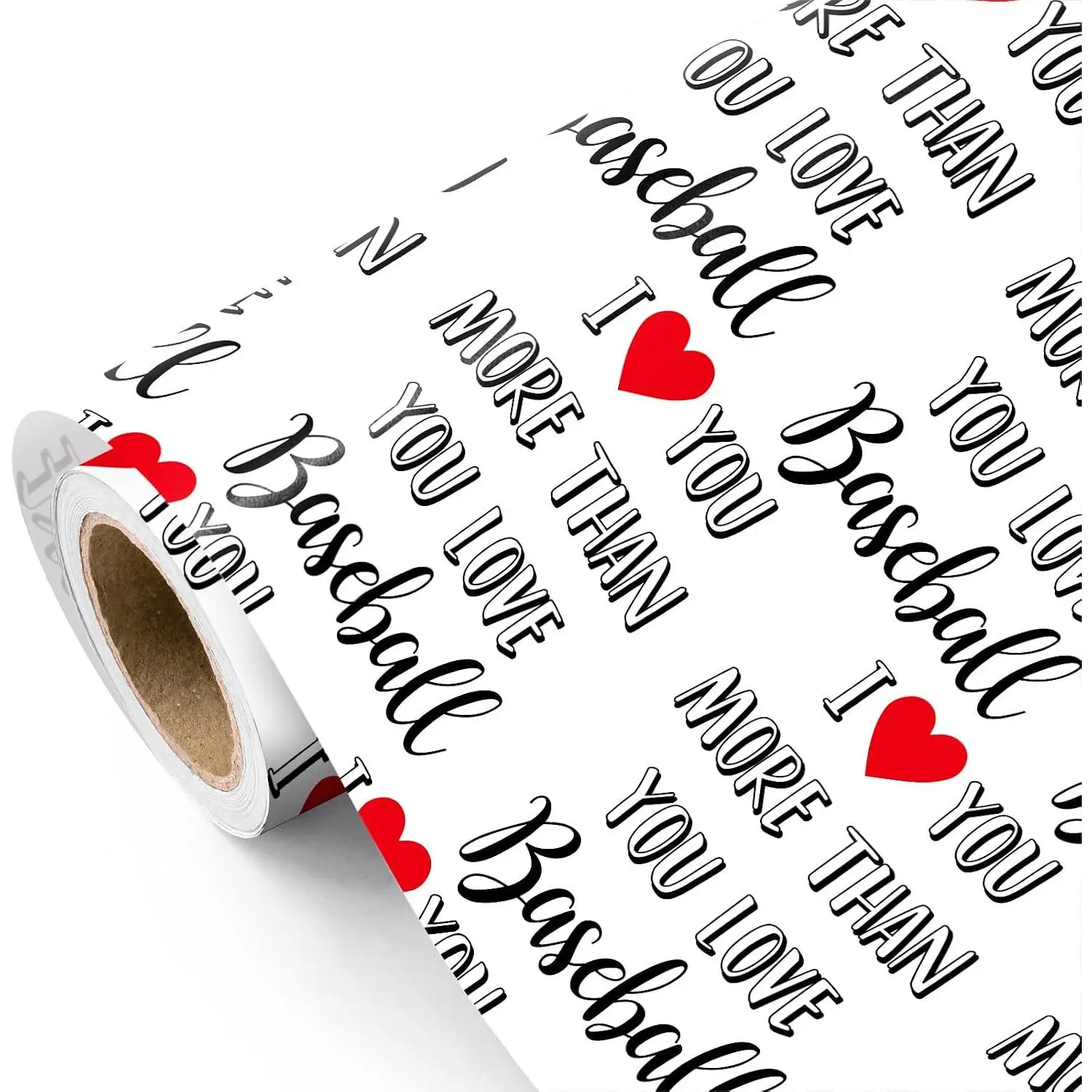 Funny Valentines Day Wrapping Paper Roll - Mini Roll - 17 Inch x 16.5  - I Love You  Than Baseball Wrapping Paper for Valentine's Day, Anniversary, Birthday, Boyfriend, Husband