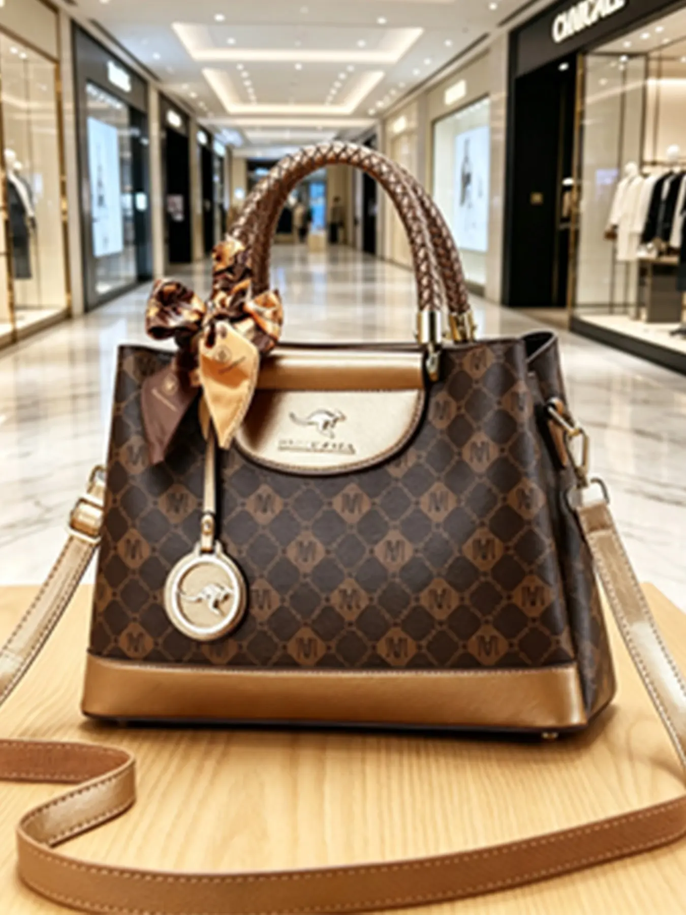 Elegant Vintage Print Handbag, Large Capacity Messenger Bag for Office Commute, Crossbody Shoulder Bag for Middle-Aged Women, Crossbody Fashion Bag