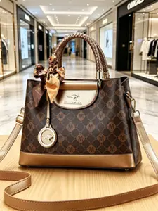 Elegant Vintage Print Handbag, Large Capacity Messenger Bag for Office Commute, Crossbody Shoulder Bag for Middle-Aged Women, Crossbody Fashion Bag