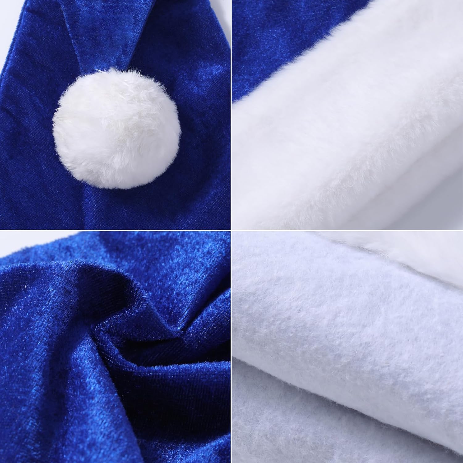 Blue Velvet Christmas Hat for Adults, Festive Holiday Party Accessory, Comfortable & Stylish New Year Celebration Item
